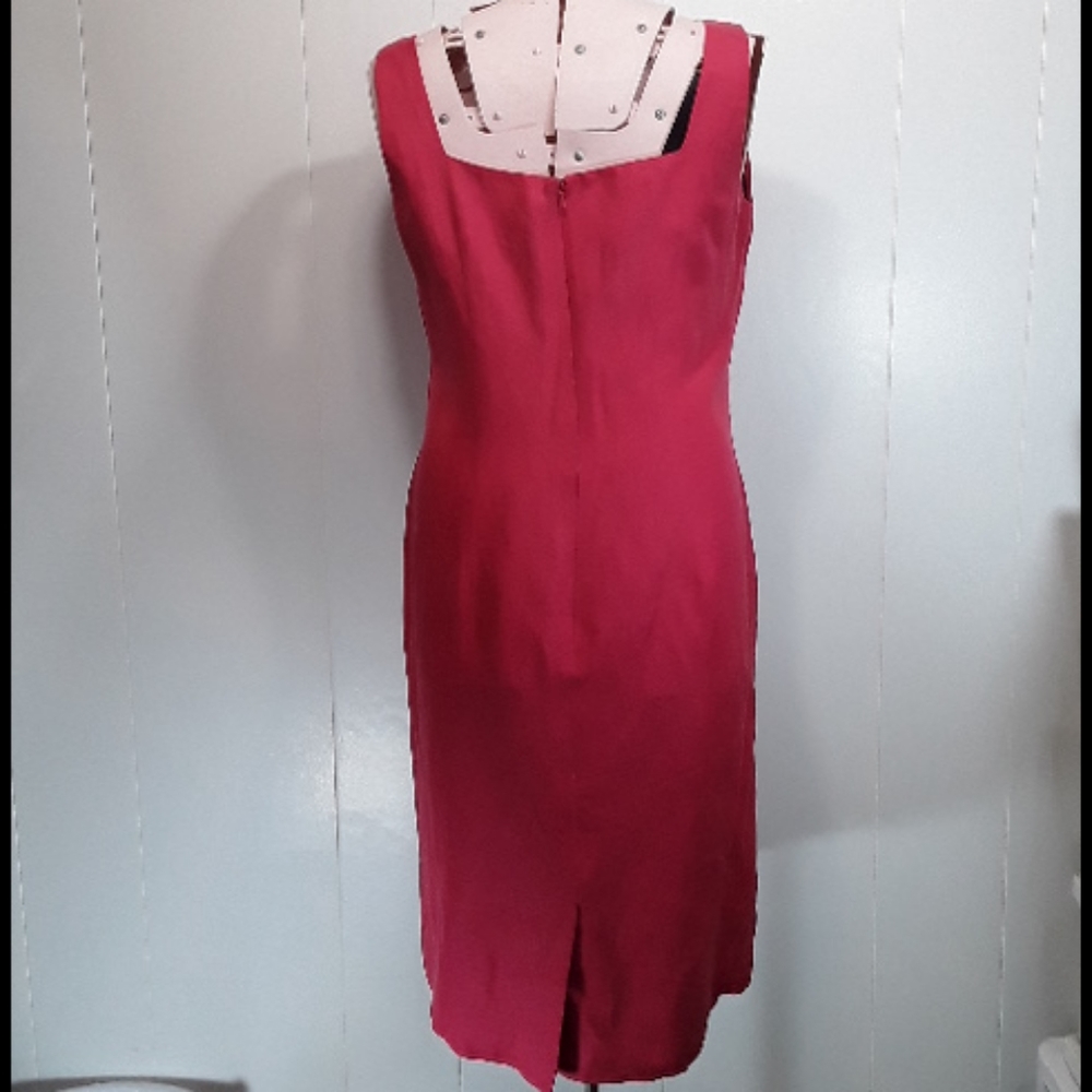 Dana Buchman silk and linen Magenta Pink bodycon dress Size 14 - Picture 5 of 7